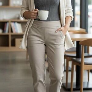 Kim Rogers Beige Slim Straight Tummy Control Women's Work Dress Pants 10 Short